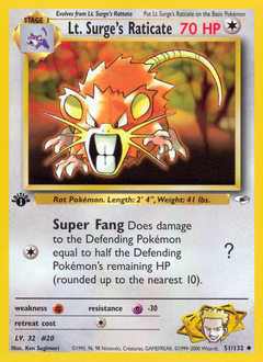 Lt. Surge's Raticate - Gym Heroes
